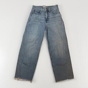 Madewell Jeans Womens 26 Perfect Vintage Wide Leg Crop Medium Wash Frayed Hem